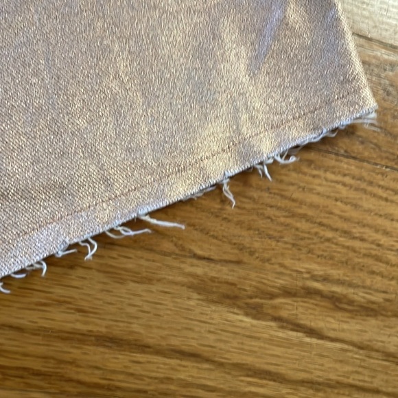 Forever 21 Metallic Gold Denim Skirt Distressed Hem Jean Skirt Junior M Holiday - Picture 4 of 5